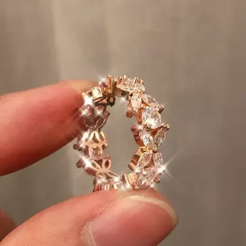 5ct Marquise Cut Flower Wedding Band in Rose Gold