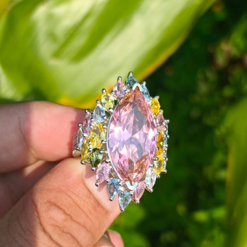 11ct Halo Marquise Cut Pink Sapphire Cocktail Ring