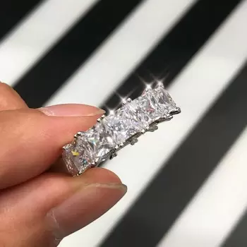 Princess Cut White Sapphire Eternity Band