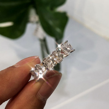 Princess Cut White Sapphire Eternity Band