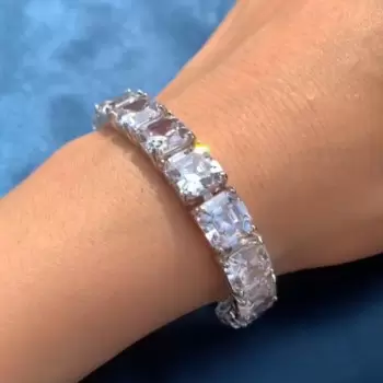 78ctw Asscher Cut White Sapphire Tennis Bracelet