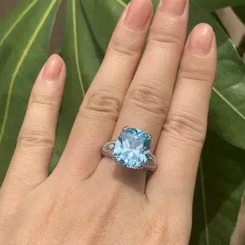 11ct Cushion Cut Aquamarine Engagement Ring