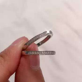 Round Cut White Sapphire Double Eternity Band
