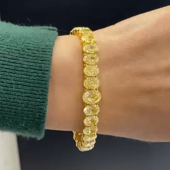 Fancy Yellow Oval Shaped Diamond Bracelet Wrist Chain