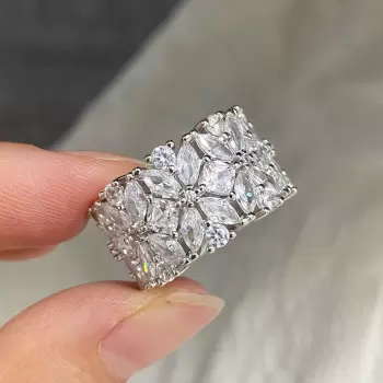 5.35ctw Marquise&Round Cut White Sapphire Eternity Band