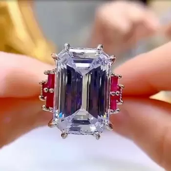 15ct Emerald Cut White Sapphire Engagement Ring