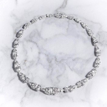 62ctw Oval and Pear Cut White Sapphire Statement Necklace
