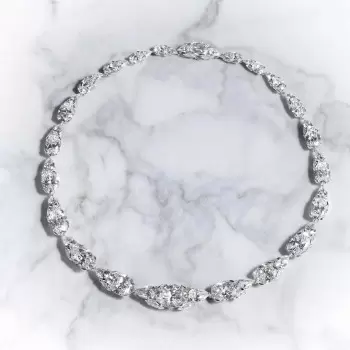 62ctw Oval and Pear Cut White Sapphire Statement Necklace