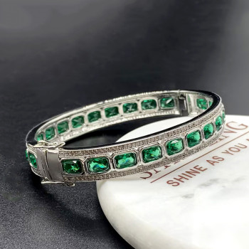 7ctw Emerald Cut Art-deco Emerald Bangle