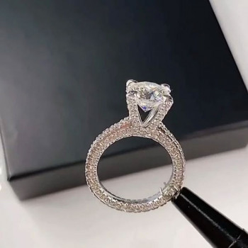 5ct Round Cut White Sapphire Engagement Ring