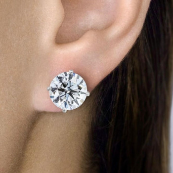 13ctw Round Cut White Sapphire Stud Earrings