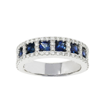 4ct Princess Cut Blue Sapphire Wedding Band