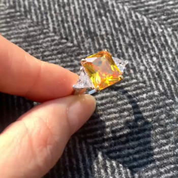 6.7ct Radiant Cut Fancy Yellow Sapphire Engagement Ring