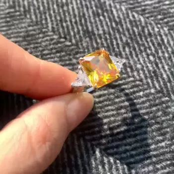 6.7ct Radiant Cut Fancy Yellow Sapphire Engagement Ring