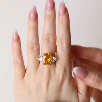 14ct Cushion Cut Yellow Sapphire Engagement Ring