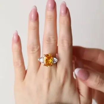 14ct Cushion Cut Yellow Sapphire Engagement Ring