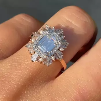 7ctw Octagon Emerald Cut White Sapphire Engagement Ring