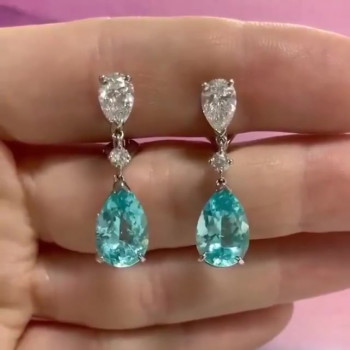 Pear Cut Aquamarine Drop Earrings