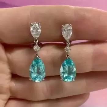 Pear Cut Aquamarine Drop Earrings
