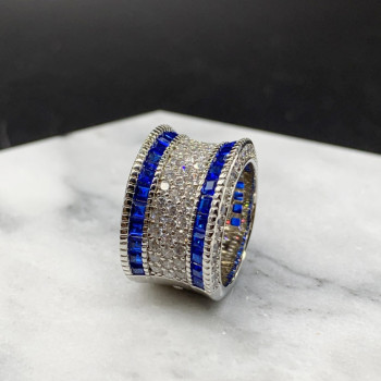 5.5ctw Princess Cut Blue Sapphire Women's Wedding Band