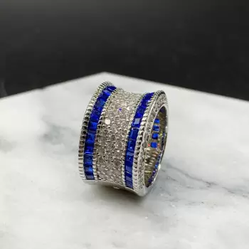 5.5ctw Princess Cut Blue Sapphire Women's Wedding Band