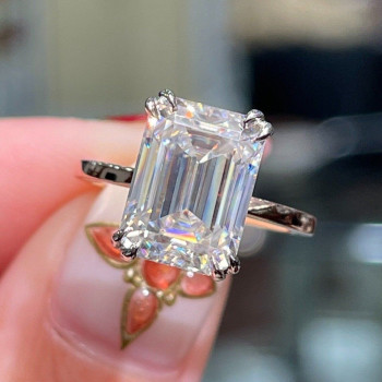 8ct Emerald Cut Double Prong Engagement Ring