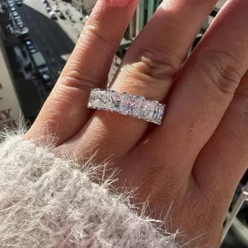 11ctw Princess Cut White Sapphire Side Paved Eternity Ring
