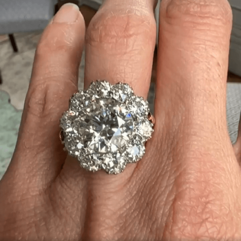 6.8ct Round Cut White Sapphire Halo Engagement Ring