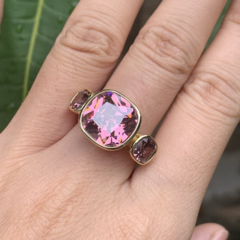 10ct Cushion Cut Pink Sapphire Engagement Ring in Gold