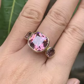 10ct Cushion Cut Pink Sapphire Engagement Ring in Gold