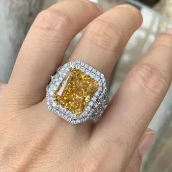 12ct Radiant Cut Yellow Sapphire Bold Engagement Ring