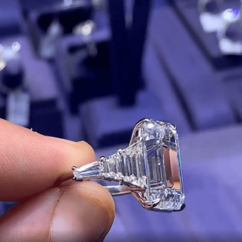 6.2ct Emerald Cut White Sapphire Engagement Ring