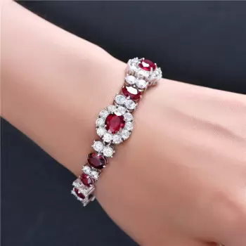 39ctw White Sapphire and Ruby Vintage Bracelet