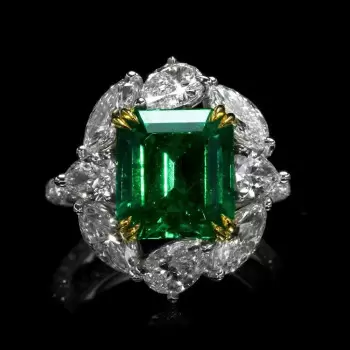 5.6ct Asscher Cut Emerald Vintage Engagement Ring