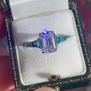 4ct Emerald Cut White Sapphire Vintage Engagement Ring