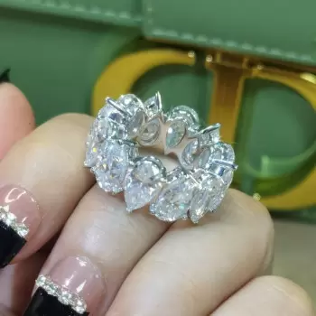 12ctw Pear Cut White Sapphire Eternity Ring