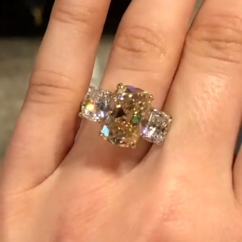 8ct Cushion Cut Champagne Sapphire Engagement Ring