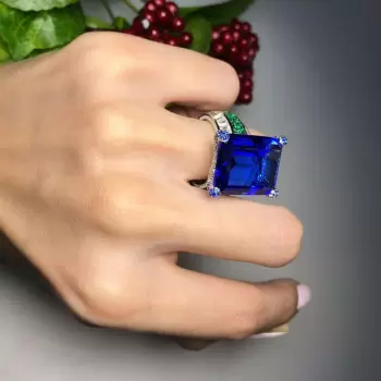 14ct Emerald Cut Sapphire Engagement Ring