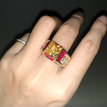5.6ct Princess Cut Yellow Sapphire Cocktail Ring