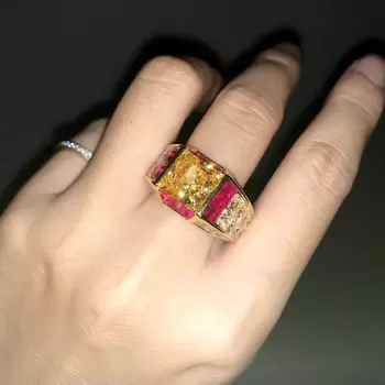 5.6ct Princess Cut Yellow Sapphire Cocktail Ring