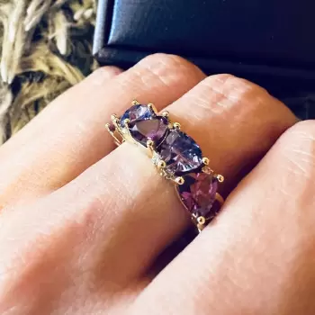 3.8ctw Tanzanite Blue Sapphire and Amethyst Wedding Band