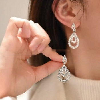 Round Cut White Sapphire Hoop Earrings