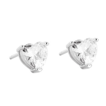 Heart Cut White Sapphire Stud Earrings