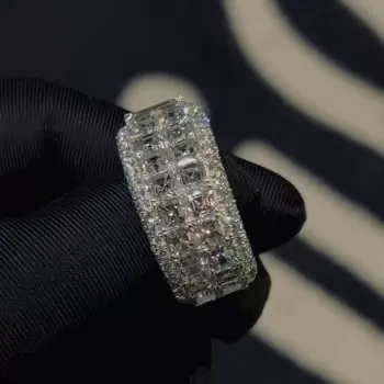 Emerald Cut Pink Sapphire Paved Engagement Ring