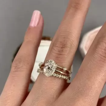 3ct Oval Cut White Sapphire 3pcs Bridal Set in Gold