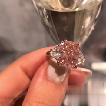 4ct Radiant Cut Pink Sapphire Engagement Ring