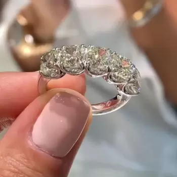 3ct Cushion Cut White Sapphire Half Wedding Band