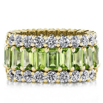 7.8ct Emerald Cut Peridot Eternity Wedding Band