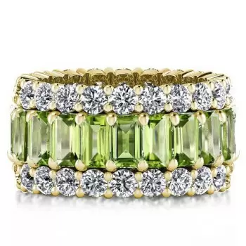 7.8ct Emerald Cut Peridot Eternity Wedding Band