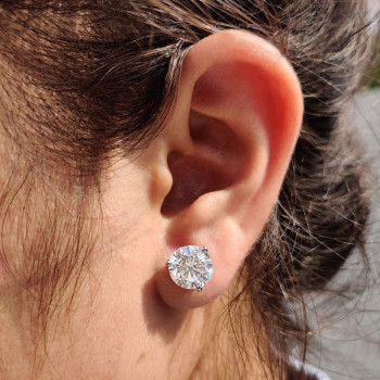 4ctw Round Cut White Sapphire Stud Earrings